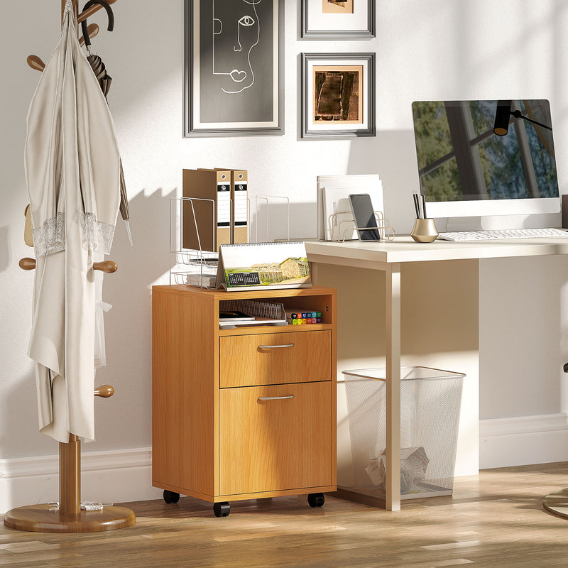 Mobile filing cabinet – natural wood – image 2