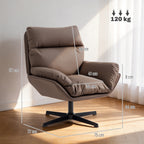 Accent Chair with 360 Swivel Armchair for Living Room with Padded Cushion Dark Brown