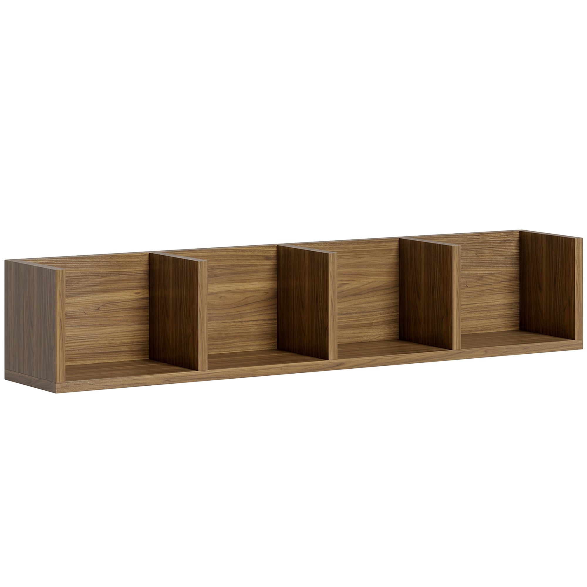 Wall Mount 84 CD / 56 DVD/Blu-ray/ Media Storage Rack 4 Cubes Wooden Shelf Organizer Unit Bookcase Display, Walnut