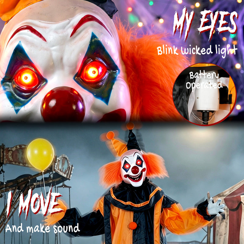 190cm Animated Clown with Moving Head, Hands & Glowing Eyes – image 4 of 9