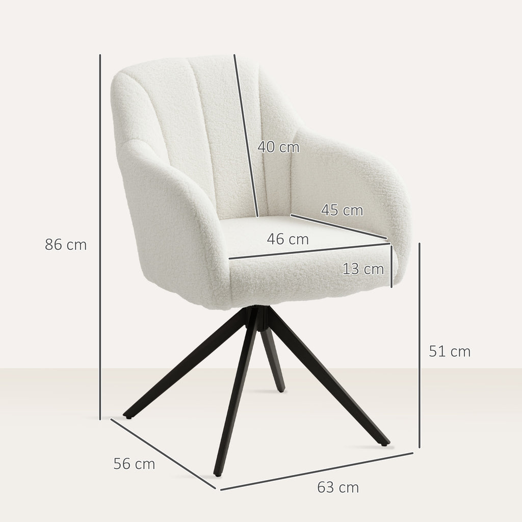 360 Degree Swivel Accent Chair, Teddy Fleece Fabric Armchair, White