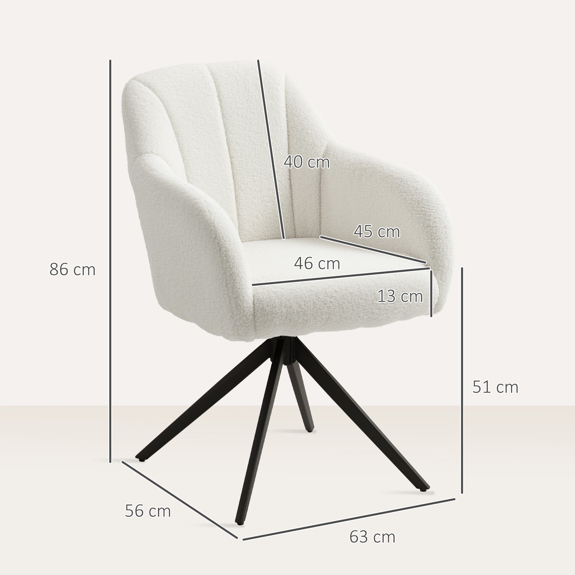 360 Degree Swivel Accent Chair, Teddy Fleece Fabric Armchair, White
