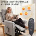Power lift recliner chair with Massage and Heat, Terry Cloth Electric Lift Chair with Spring Cushion, Light Grey