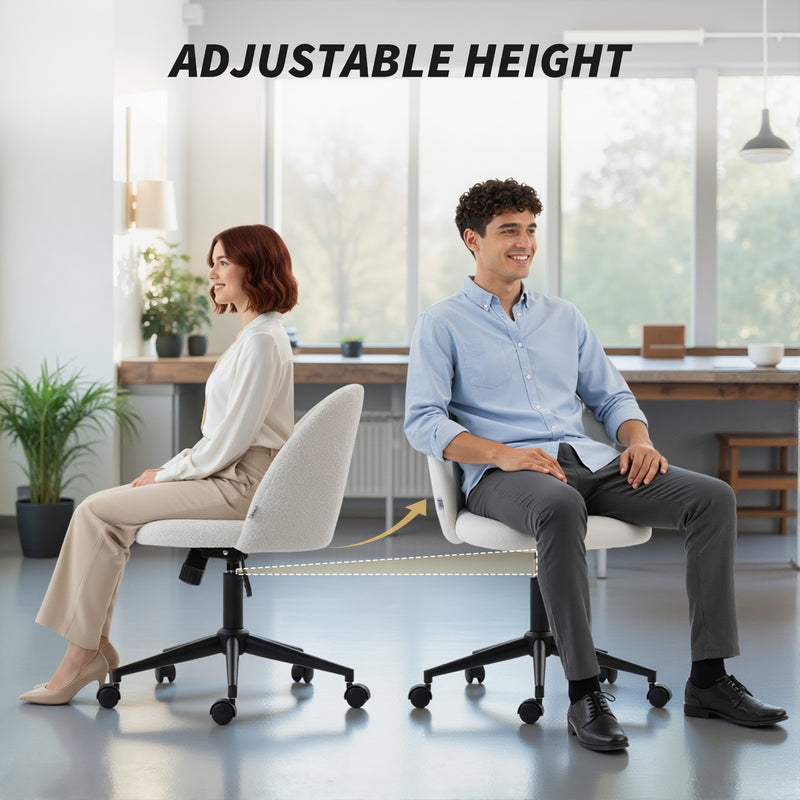HOMCOM Teddy Fleece Office Chair with Wheels - Cream White – view 6