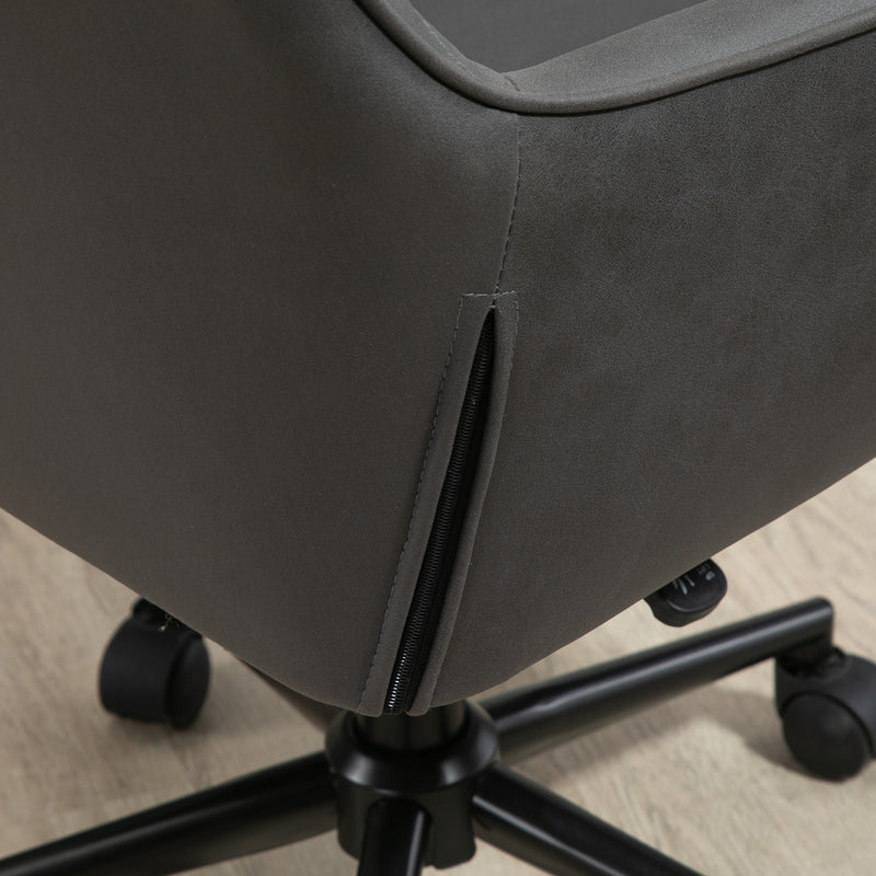 Leather-feel fabric swivel office chair – image 10