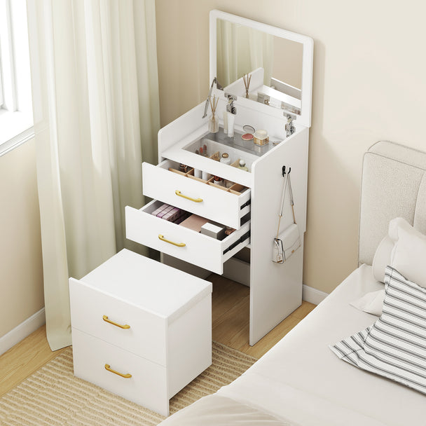 Compact glass-top dressing table set – image 2