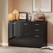 HOMCOM Sideboard, Modern Storage Cabinet with 2 Drawers, 3 Doors and Adjustable Shelves, High Gloss Black – view 10