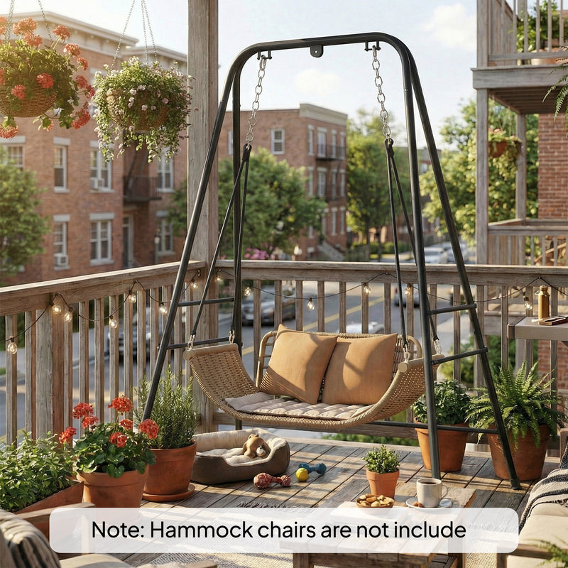 Outsunny Hammock Chair Stand Only, 150KG Load Capacity, for Indoor Outdoor, Black – view 9