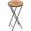 Folding round Ø35.5 cm garden side table with orange, yellow and white mosaic top