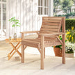 Outsunny Wooden Garden Dining Chair, Outdoor Chair Garden Armchair with Curved Seat and Wide Armrests, Natural Wood – view 9