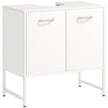 White under sink vanity unit with soft-close doors on raised steel legs
