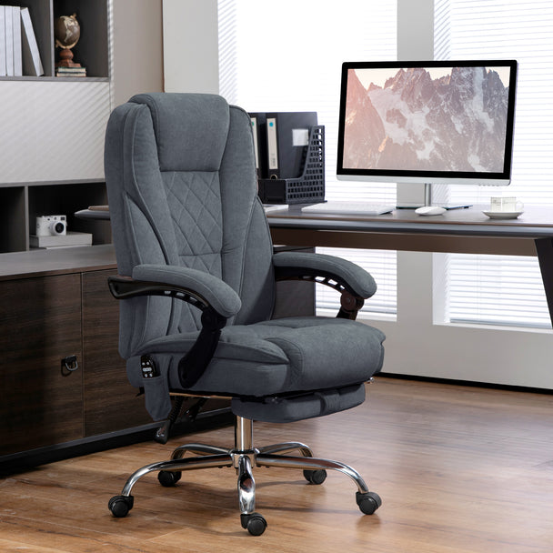 Vinsetto Massage Office Chair, Heated Reclining Computer Chair with Adjustable Height and Footrest, Dark Grey – view 2