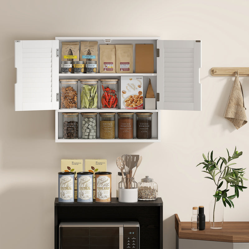 60 cm louvred bathroom wall cabinet in white – image 8