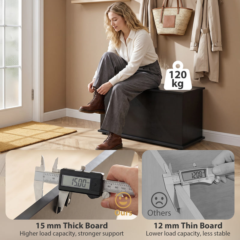 HOMCOM Storage Chest, 102L Blanket Box, Shoe Bench with Safety Hinged Lid, Bed End Bench for Bedroom, 80 x 40 x 45cm – view 6