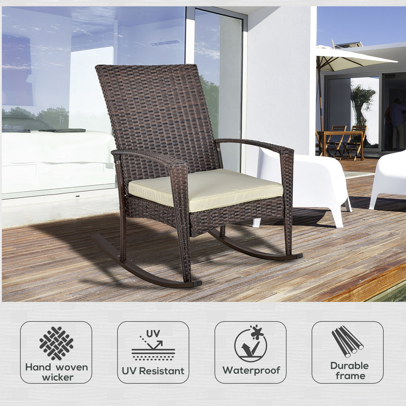 Brown rattan rocking chair – image 4