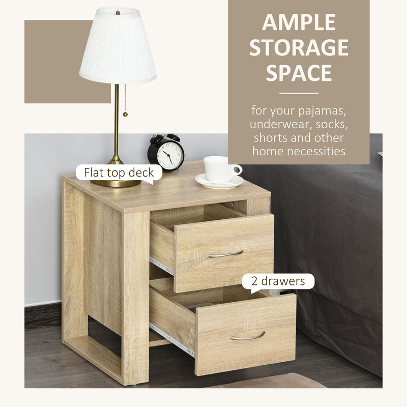 Brown 2-drawer bedside table – image 4