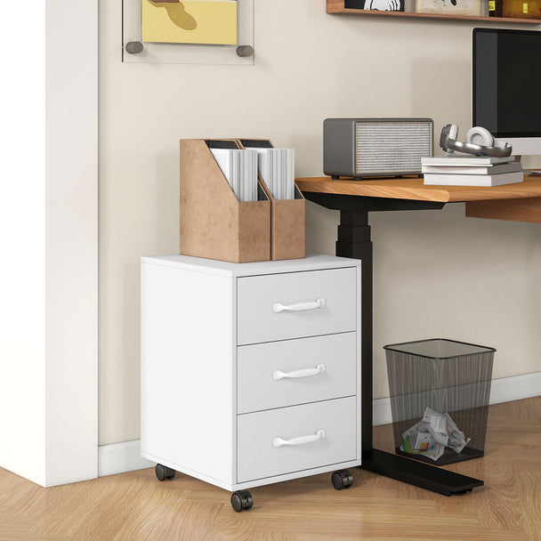 3-drawer mobile filing cabinet – white – image 2