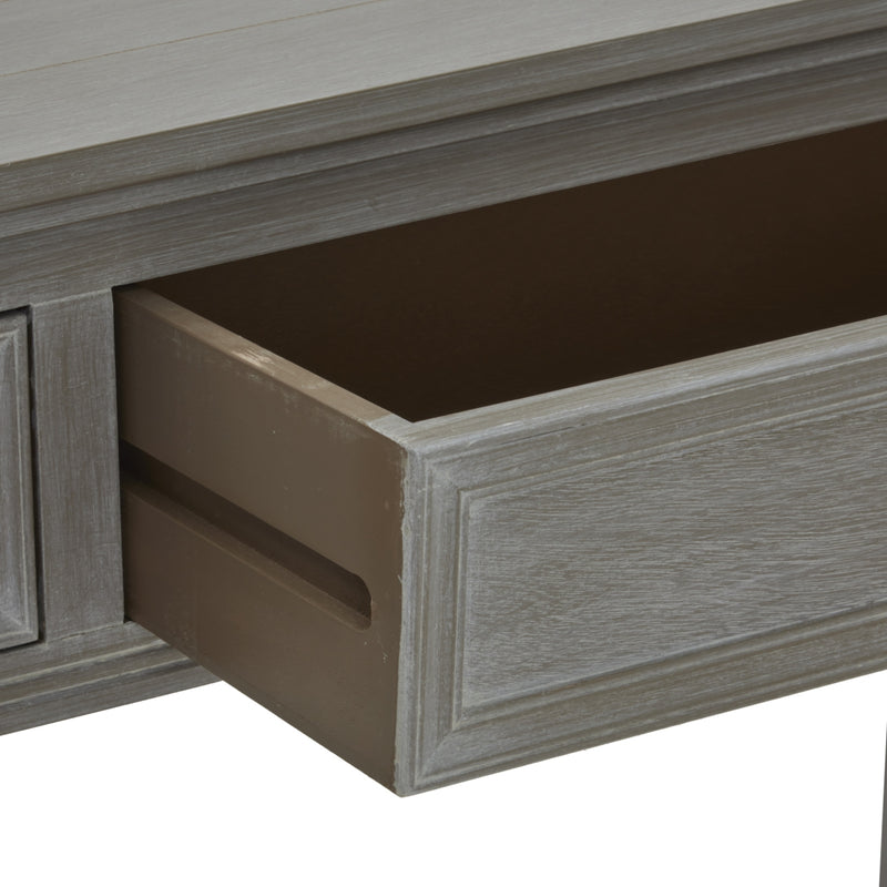 Open drawer of the grey console table
