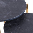 close-up of the black marble tops