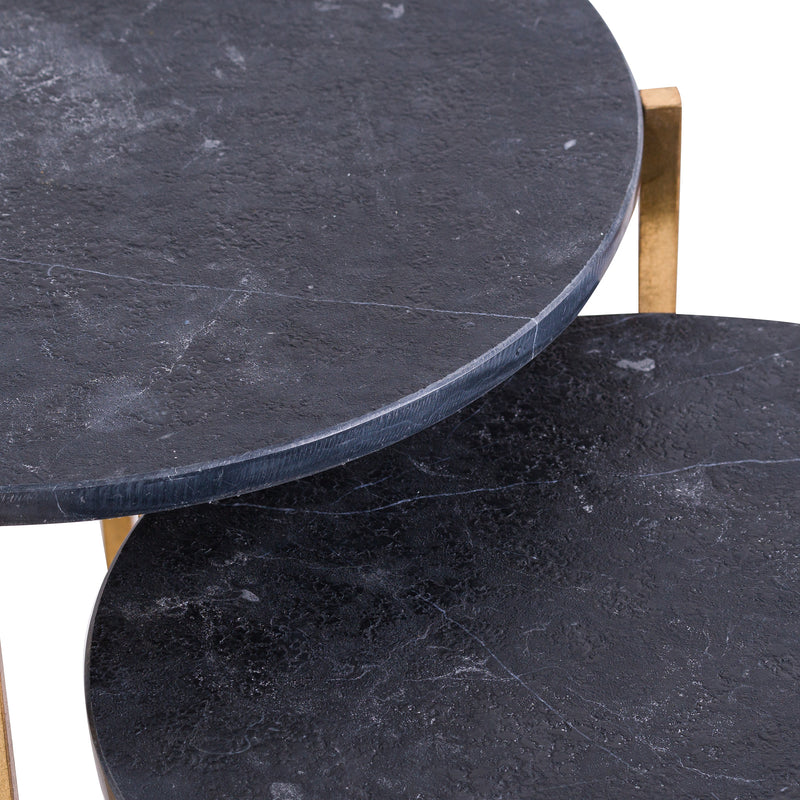 close-up of the black marble tops