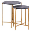 two round black marble and gold nesting side tables