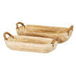Two wooden trays shown from the side