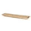 Long carved wooden tray on a white background