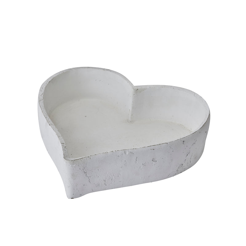Large matt white heart dish