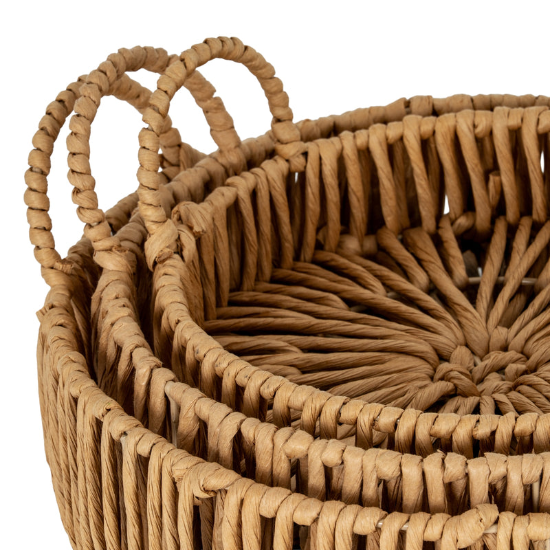 Close-up of the woven base and loop handles