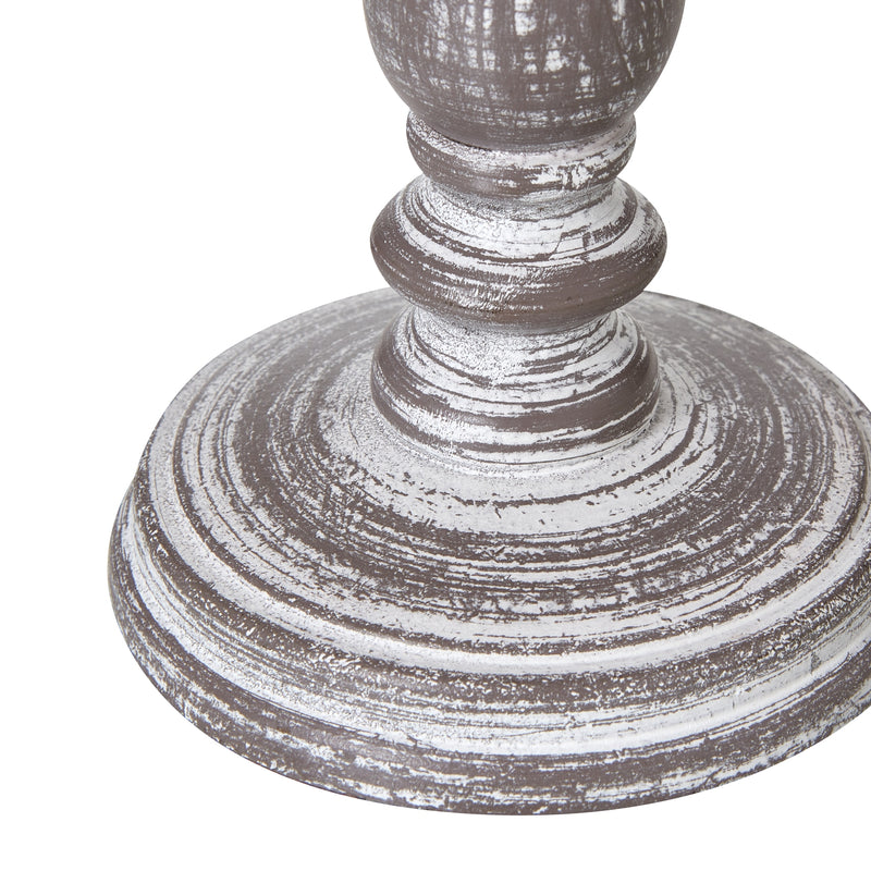 Round turned base with streaked grey finish