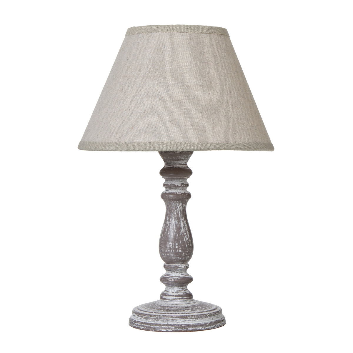 Setia grey-washed column table lamp with linen shade
