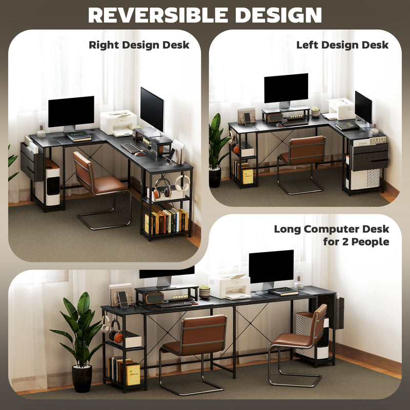 Reversible L-shaped desk – black – image 5