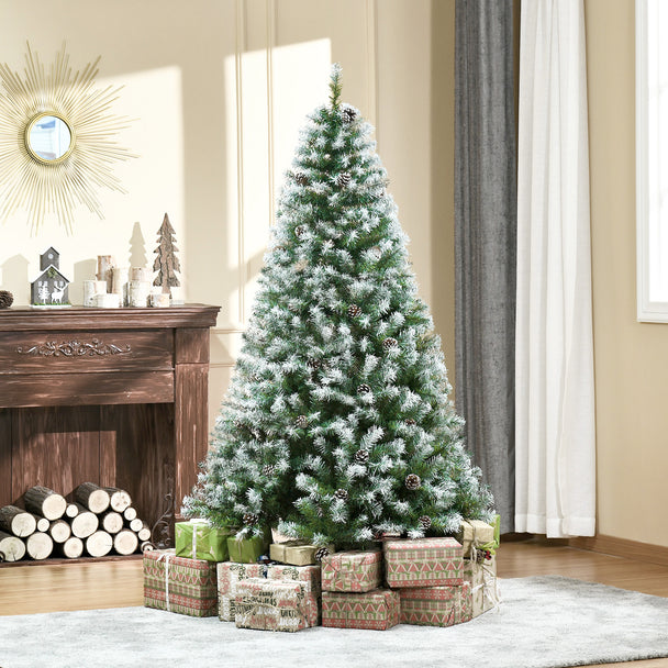 6ft snow-flecked tree with pine cones – image 2