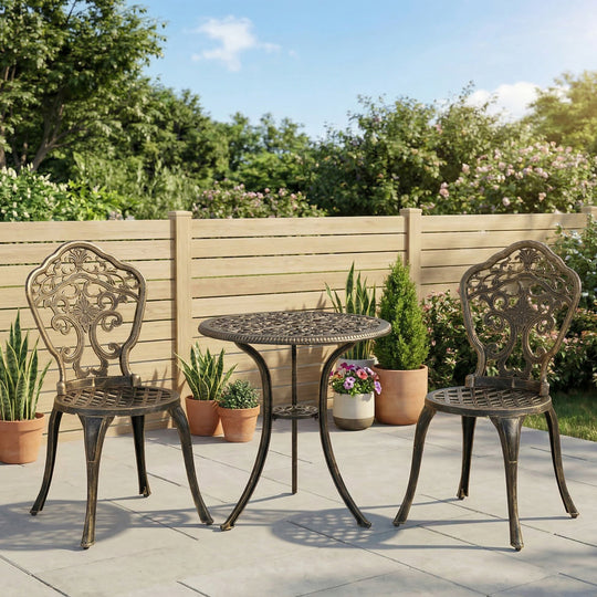 Floral cast aluminium bistro set – image 2