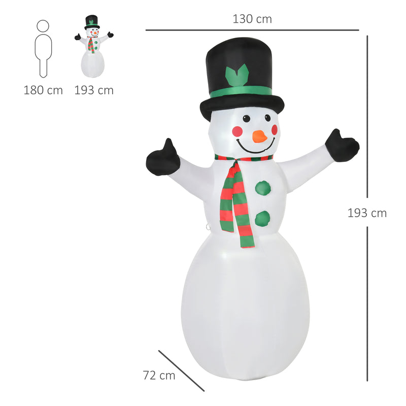 Size diagram of the 6.5ft snowman Christmas inflatable