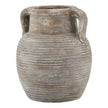 Siena brown ribbed amphora pot with handles, front view