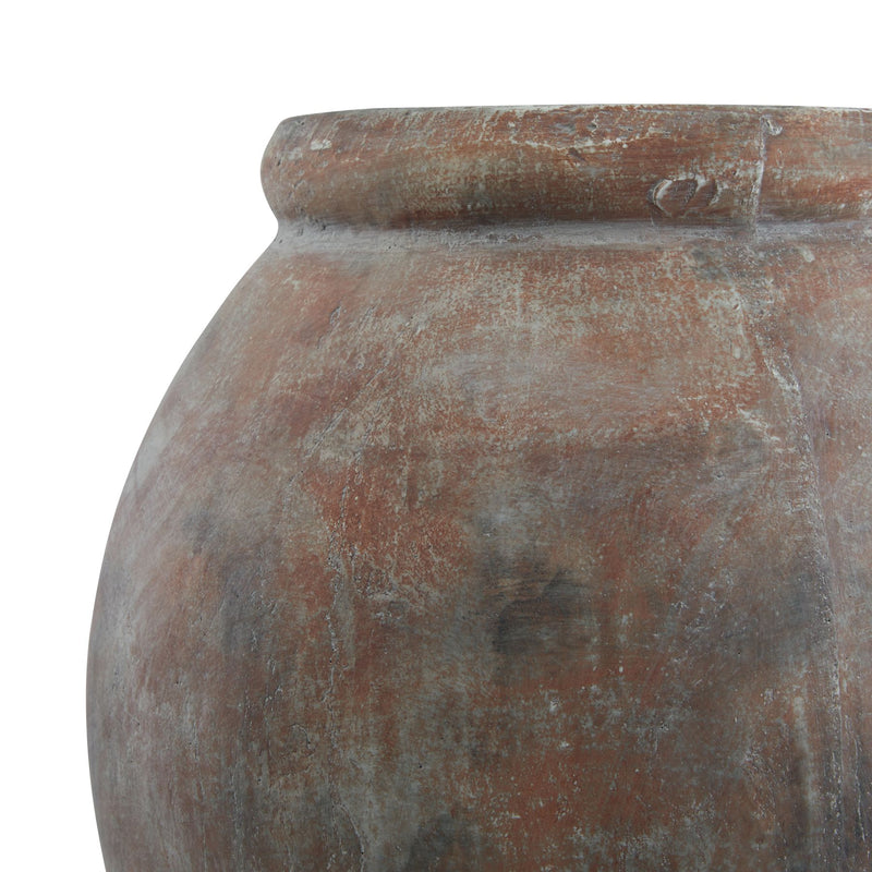 Close-up of the weathered brown finish