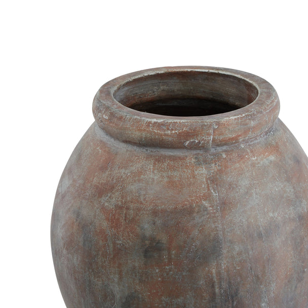 Close-up of the jar planter's rolled neck