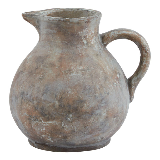 Siena weathered brown ceramic jug, front view