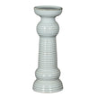Sile medium ribbed ceramic pillar candle holder on white