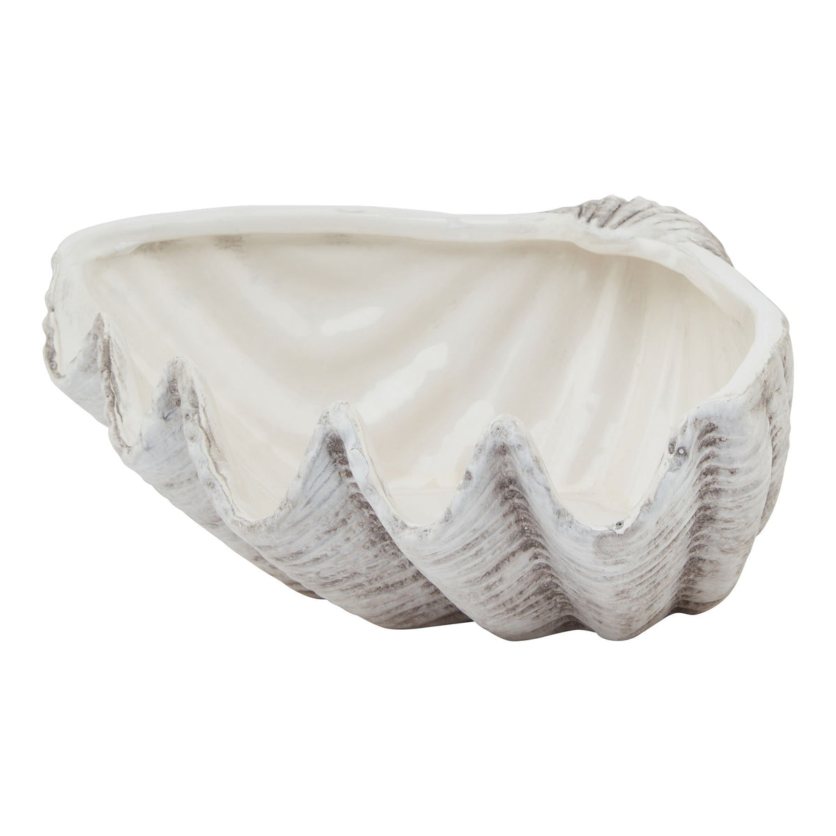 Siren medium ceramic shell bowl on white