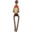 Sitting jazz accordion player figurine in a red shirt on white