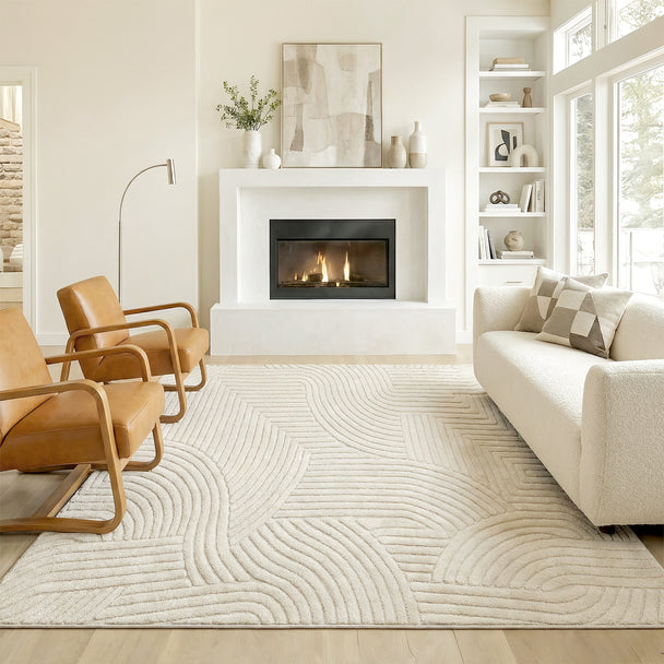 Cream jacquard rug 200 x 140 cm – image 2