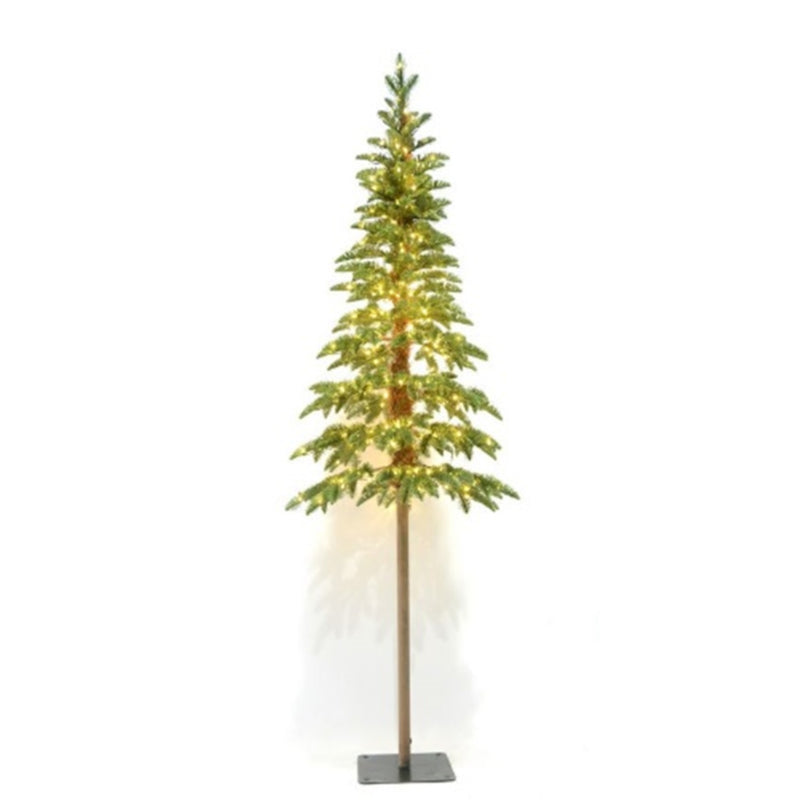slim 180cm green woodland Christmas tree with lights on