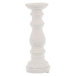 Slim matt white ceramic column candle holder, front view