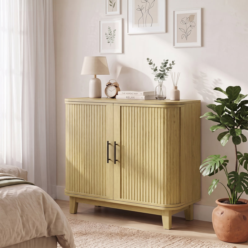 HOMCOM 80cm Sideboard Buffet Cabinet, Storage Cabinet with 2 Curved Doors, Adjustable Shelf and Legs for Dining Room – view 9