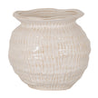 Small cream ceramic round vase with wavy rim