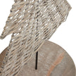 Close-up of the wicker weave and wooden base