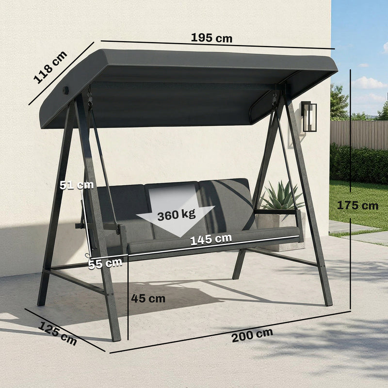 Dark grey 3-seater swing – image 4