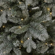 close-up of the snowy branches and LED lights